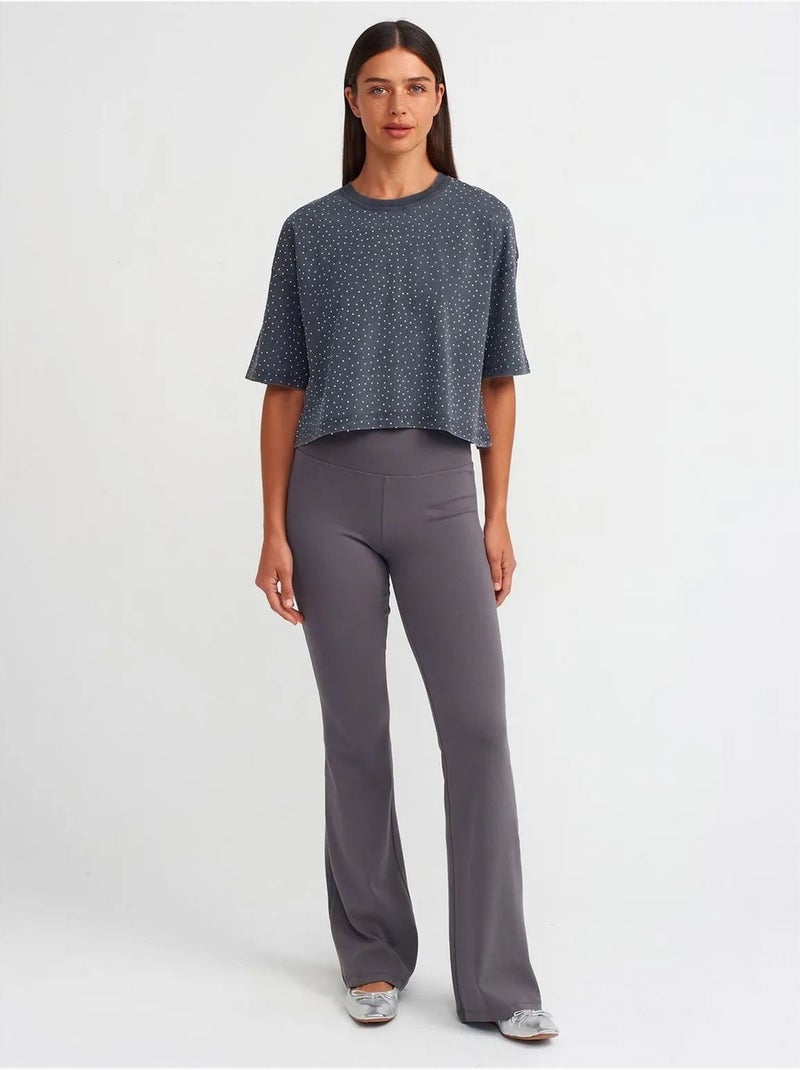 Dilvin t-shirt crop oversize en coton à pois Gris Noir - Kiabi