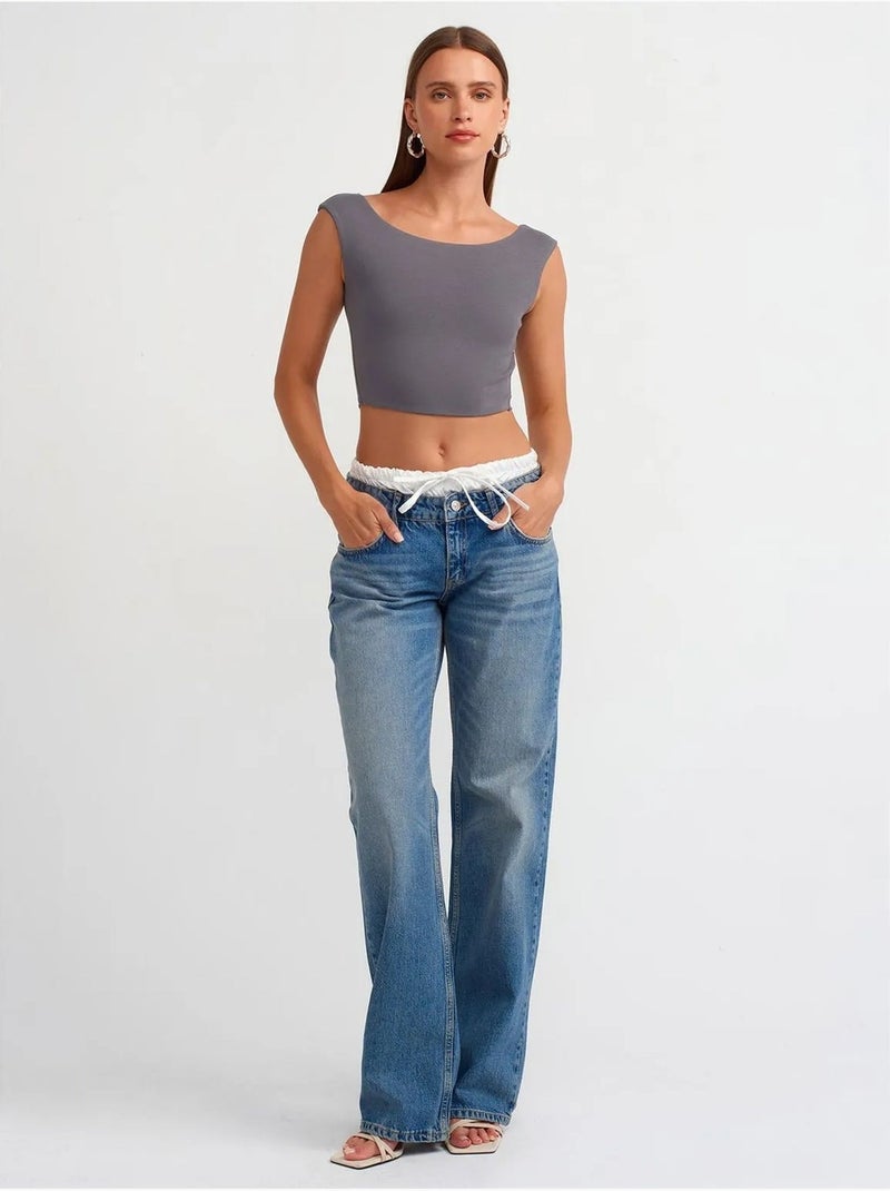 DILVIN T-shirt Crop Sans Manches À Col Bateau Gris - Kiabi
