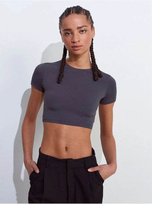 DILVIN T-shirt Crop Slim Fit Femme - Kiabi