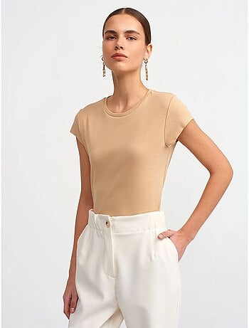 DILVIN T-shirt En Coton Coupe Slim À Col Rond