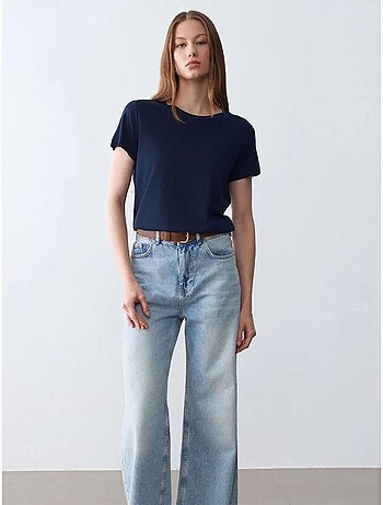 DILVIN T-shirt Femme À Col Rond Et Manches Courtes