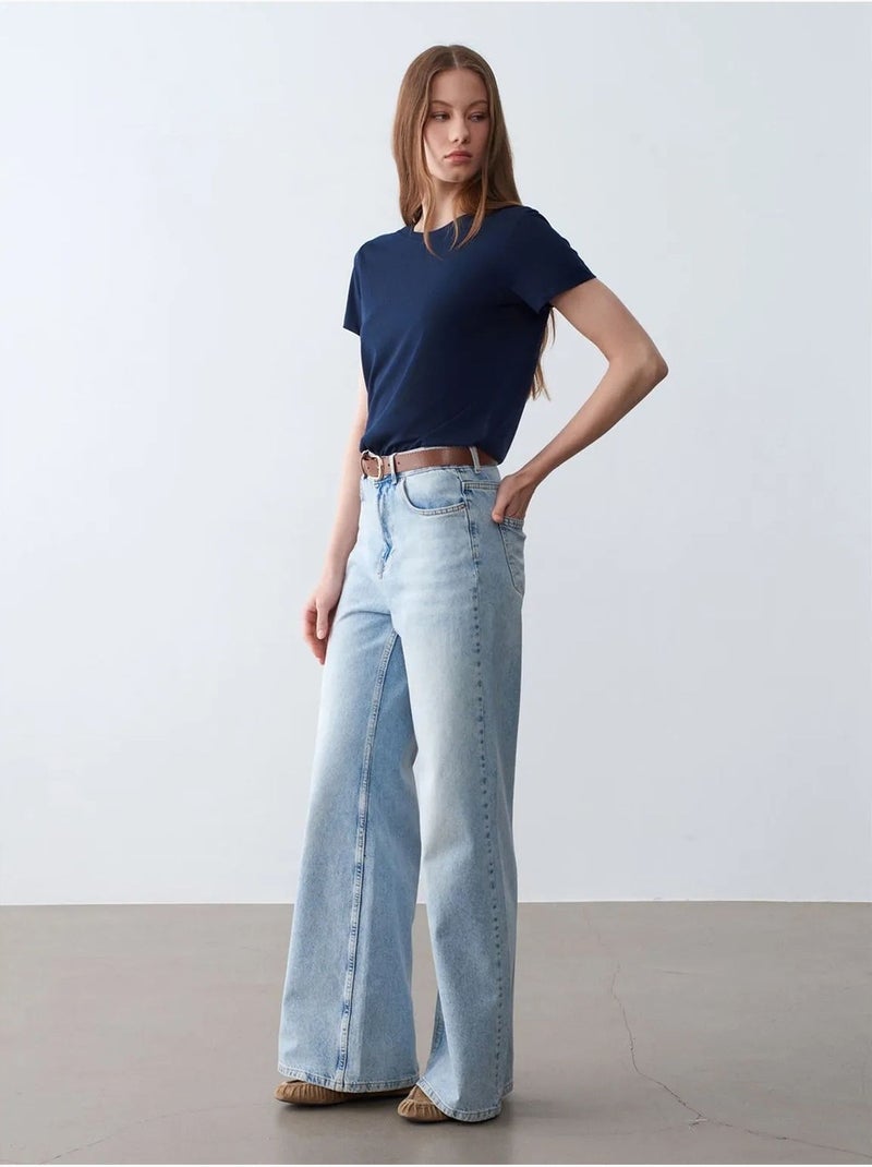 DILVIN T-shirt Femme À Col Rond Et Manches Courtes Bleu marine - Kiabi