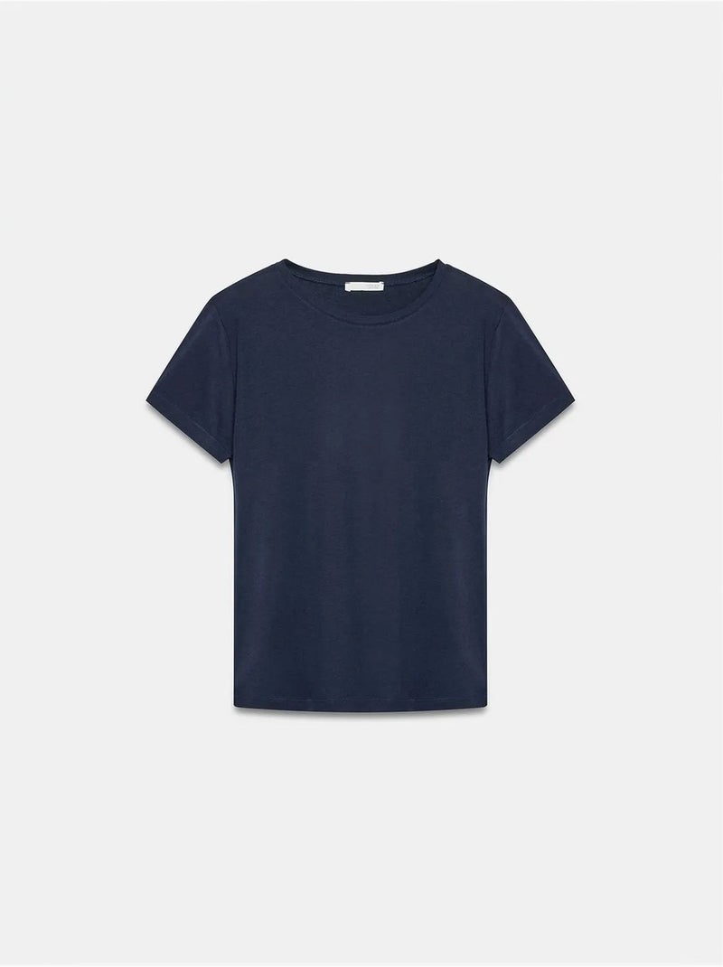 DILVIN T-shirt Femme À Col Rond Et Manches Courtes Bleu marine - Kiabi
