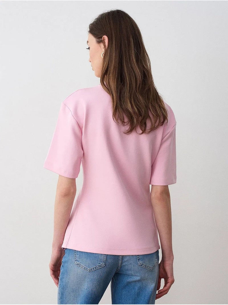 Dilvin t-shirt femme à col rond et manches courtes Rose - Kiabi
