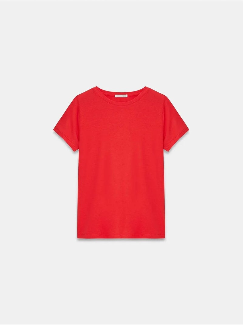DILVIN T-shirt Femme À Col Rond Et Manches Courtes Rouge - Kiabi