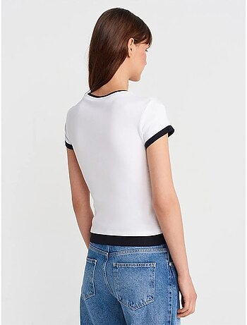 DILVIN T-shirt Femme Ajusté En Coton, Col Rond