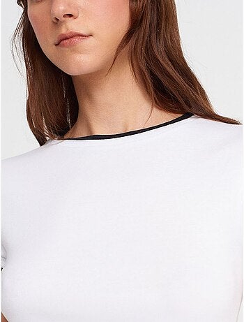 DILVIN T-shirt Femme Ajusté En Coton, Col Rond