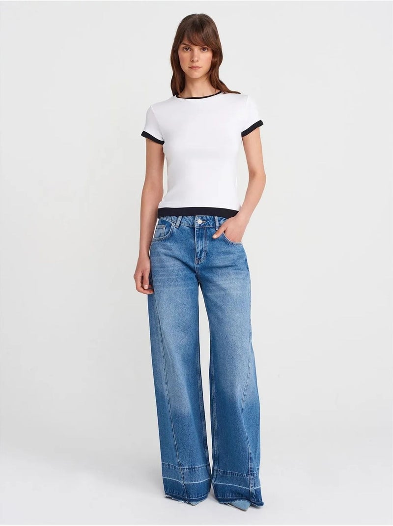 DILVIN T-shirt Femme Ajusté En Coton, Col Rond Blanc - Kiabi