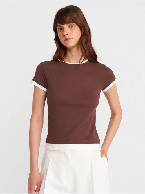 DILVIN T-shirt Femme Ajusté En Coton, Col Rond - Kiabi