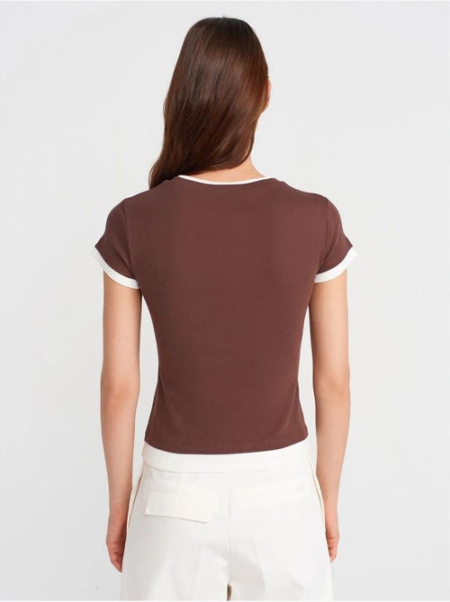 DILVIN T-shirt Femme Ajusté En Coton, Col Rond - Kiabi