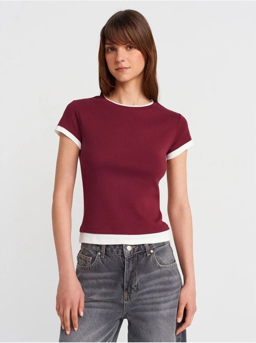 DILVIN T-shirt Femme Ajusté En Coton, Col Rond - Kiabi