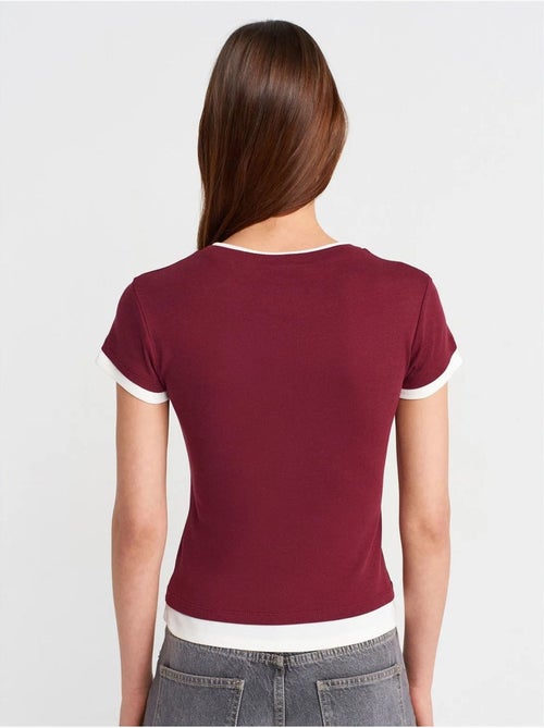 DILVIN T-shirt Femme Ajusté En Coton, Col Rond - Kiabi