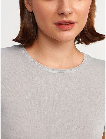 DILVIN T-shirt Femme Coupe Ajustée À Col Rond