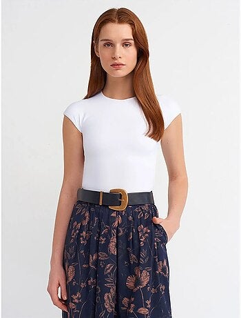 DILVIN T-shirt Femme Coupe Ajustée Col Rond