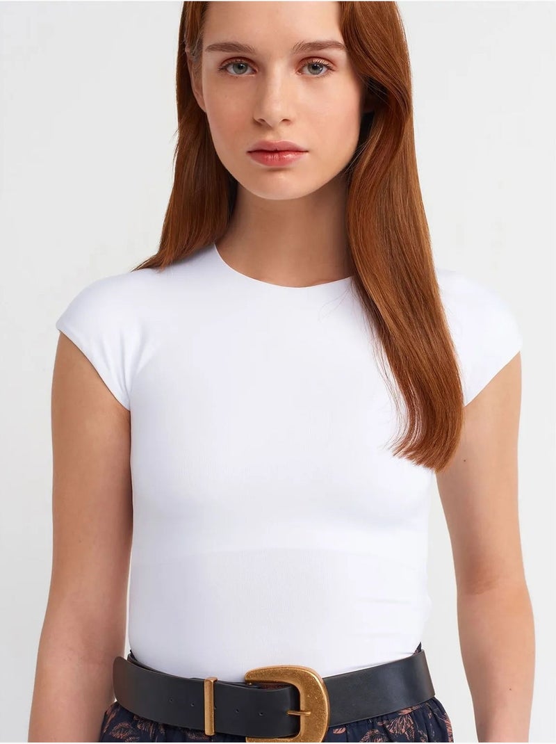 DILVIN T-shirt Femme Coupe Ajustée Col Rond Blanc - Kiabi