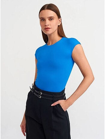 DILVIN T-shirt Femme Coupe Ajustée Col Rond
