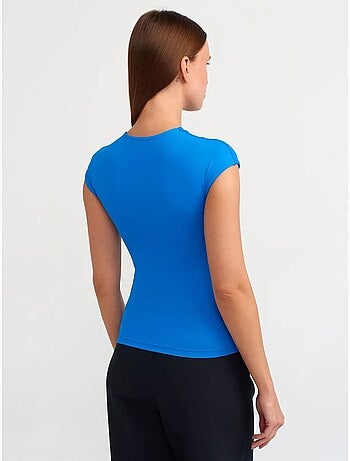 DILVIN T-shirt Femme Coupe Ajustée Col Rond