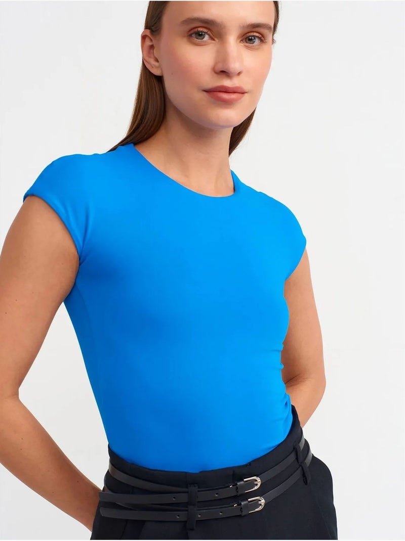 DILVIN T-shirt Femme Coupe Ajustée Col Rond Bleu cobalt - Kiabi