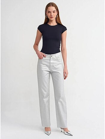 DILVIN T-shirt Femme Coupe Ajustée Col Rond