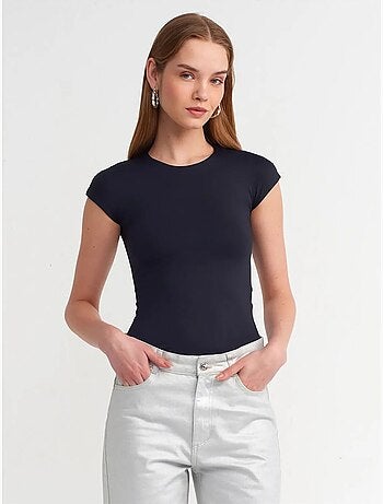DILVIN T-shirt Femme Coupe Ajustée Col Rond
