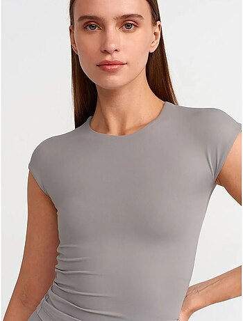 DILVIN T-shirt Femme Coupe Ajustée Col Rond