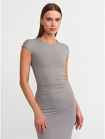 DILVIN T-shirt Femme Coupe Ajustée Col Rond