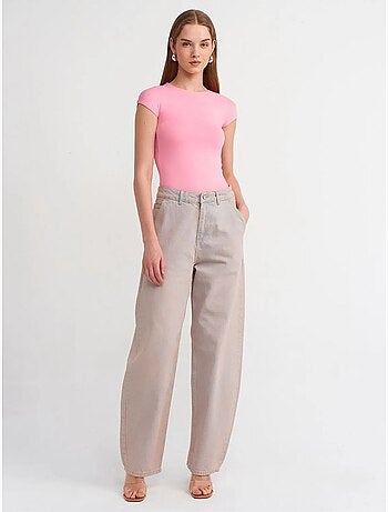 DILVIN T-shirt Femme Coupe Ajustée Col Rond
