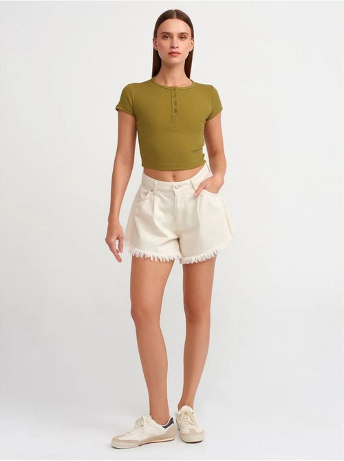 DILVIN T-shirt Femme Court Coupe Slim À Col Rond - Kiabi DILVIN T-shirt Femme Court Coupe Slim À Col Rond - Kiabi