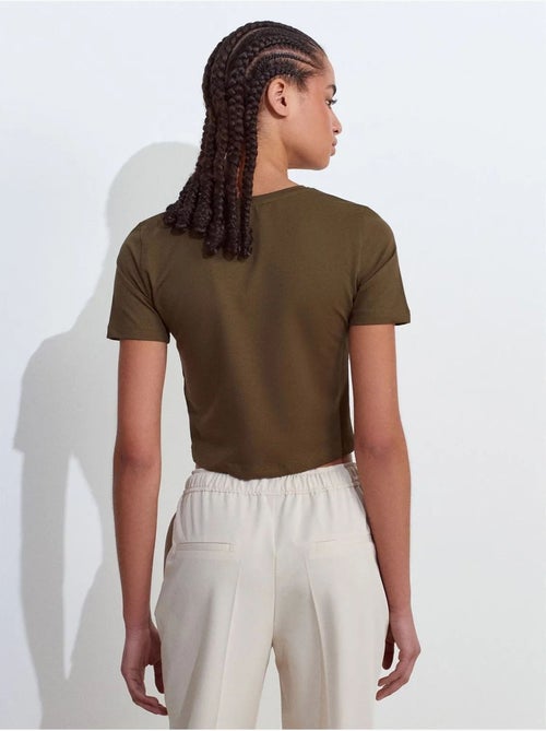 DILVIN T-shirt Femme Crop Coupe Slim À Col Rond - Kiabi DILVIN T-shirt Femme Crop Coupe Slim À Col Rond - Kiabi