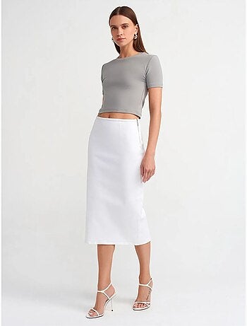 DILVIN T-shirt Femme Crop Slim À Col Rond