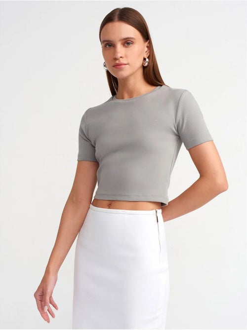 DILVIN T-shirt Femme Crop Slim À Col Rond - Kiabi