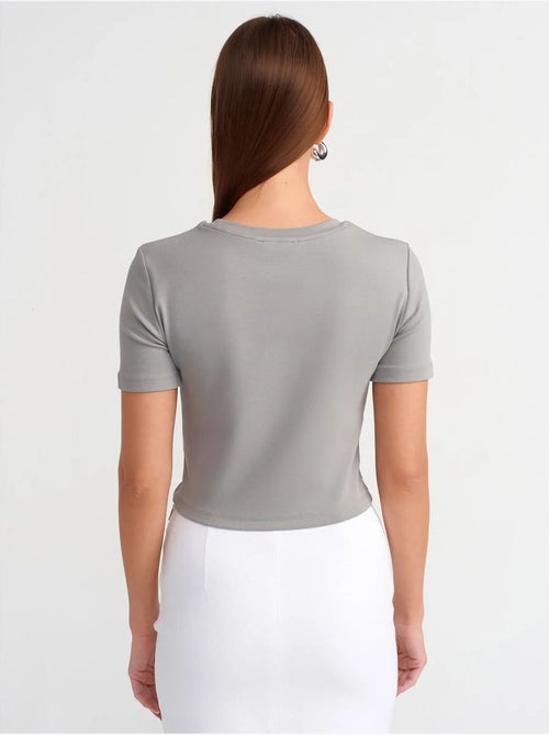 DILVIN T-shirt Femme Crop Slim À Col Rond - Kiabi