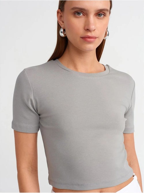DILVIN T-shirt Femme Crop Slim À Col Rond - Kiabi