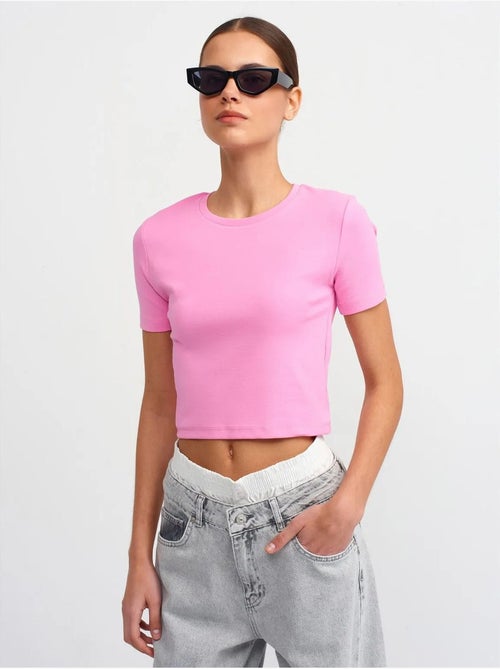 DILVIN T-shirt Femme Crop Slim À Col Rond - Kiabi DILVIN T-shirt Femme Crop Slim À Col Rond - Kiabi