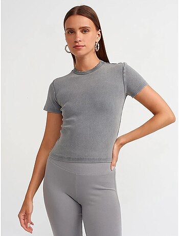 DILVIN T-shirt Femme Crop Slim Fit