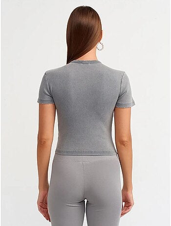 DILVIN T-shirt Femme Crop Slim Fit