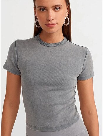 DILVIN T-shirt Femme Crop Slim Fit