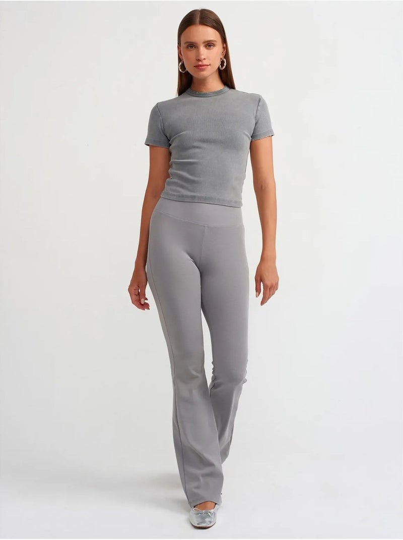 DILVIN T-shirt Femme Crop Slim Fit Gris foncé - Kiabi