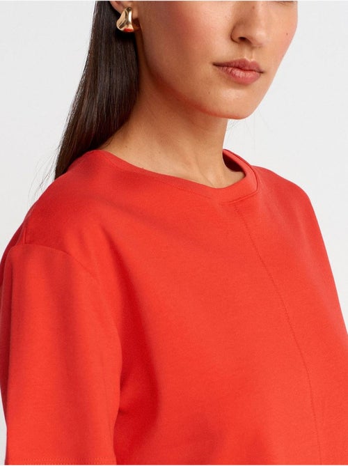 DILVIN T-shirt Femme En Coton À Col Rond Avec Fente - Kiabi
