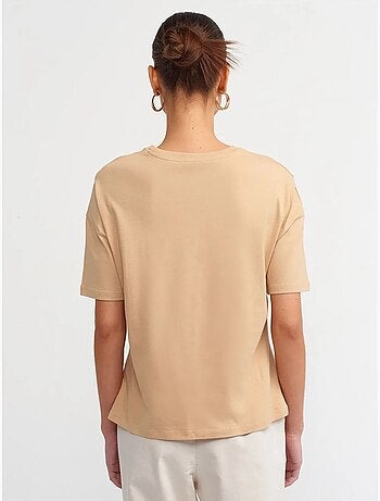 Dilvin t-shirt femme en coton à col rond