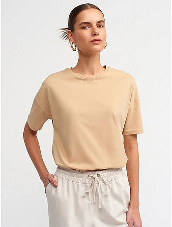 Dilvin t-shirt femme en coton à col rond