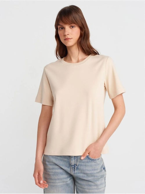 DILVIN T-shirt Femme En Coton À Col Rond - Kiabi DILVIN T-shirt Femme En Coton À Col Rond - Kiabi
