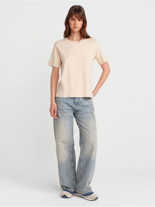 DILVIN T-shirt Femme En Coton À Col Rond - Kiabi DILVIN T-shirt Femme En Coton À Col Rond - Kiabi