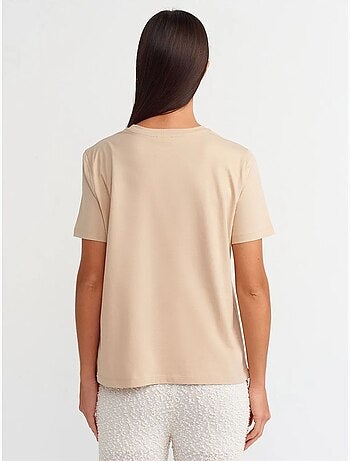 DILVIN T-shirt Femme En Coton À Col Rond