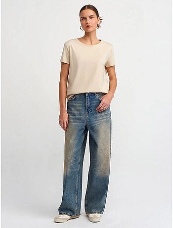 DILVIN T-shirt Femme En Coton À Col Rond