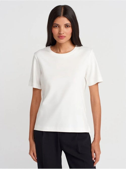 DILVIN T-shirt Femme En Coton À Col Rond - Kiabi DILVIN T-shirt Femme En Coton À Col Rond - Kiabi