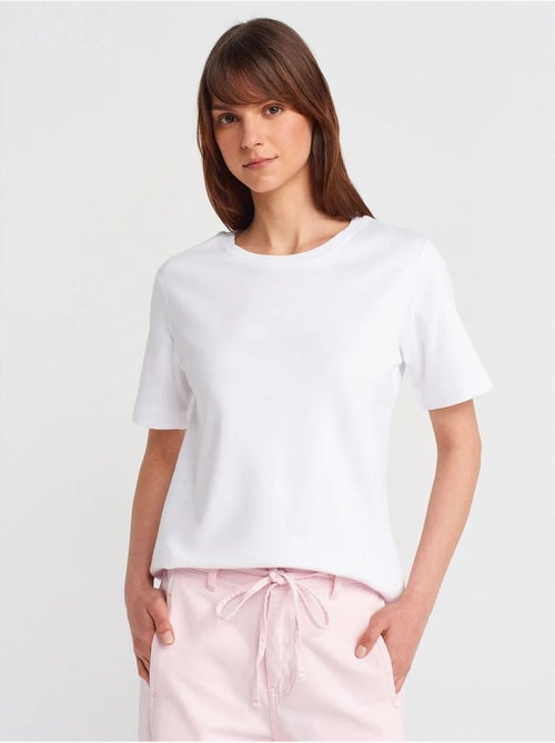 DILVIN T-shirt Femme En Coton À Col Rond - Kiabi DILVIN T-shirt Femme En Coton À Col Rond - Kiabi