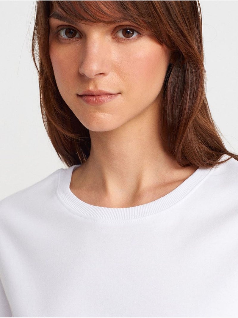 DILVIN T-shirt Femme En Coton À Col Rond Blanc - Kiabi