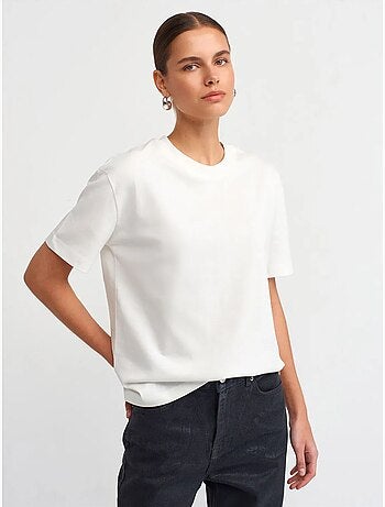 DILVIN T-shirt Femme En Coton À Col Rond