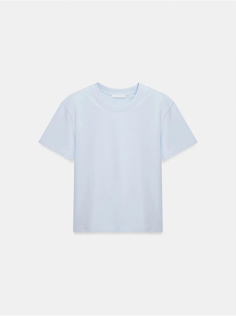 DILVIN T-shirt Femme En Coton À Col Rond Bleu ciel - Kiabi